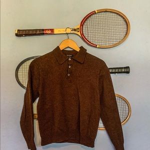 Brown Merino Wool Collared Sweater